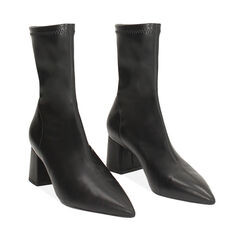 Tronchetto nero elastico, tacco 6 cm, Primadonna, 242121501EPNERO038, 002a