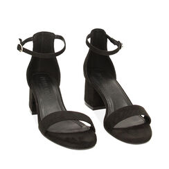 Sandales à talons noires en microfibre, Primadonna, 232707031MFNERO035, 002a