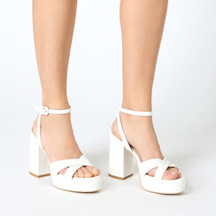 Sandale à talon femme blanche décontractée, Primadonna, 252723513EPBIAN036, 002a
