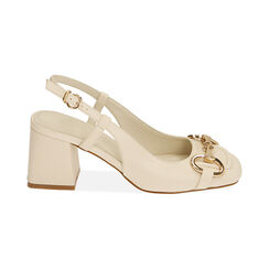 Décolleté slingback panna con staffa, tacco 6,5 cm, Primadonna, 214931410EPPANN036, 001 preview