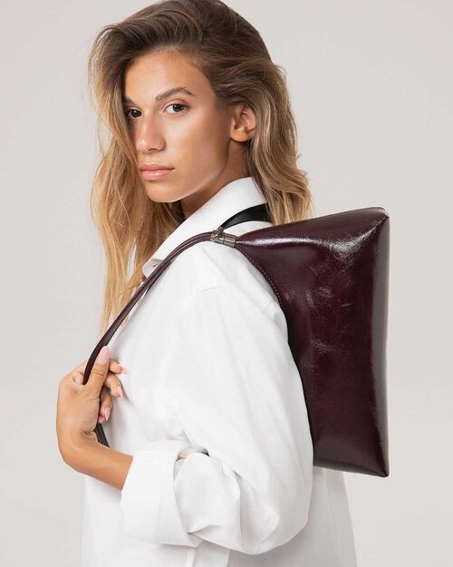 Mini bag burdeos con correa removible, BURGUNDY