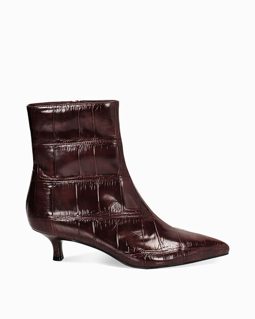 ZAPATOS BOTAS CA&Ntilde;A CORTA SINTETICO COCO, BURGUNDY