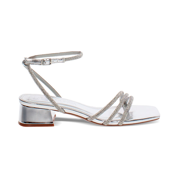 Sandales &agrave; talon argent&eacute; scintillant 5,5 cm, Primadonna, 274911202LPARGE035