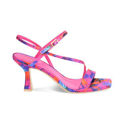 Sandalo donna multicolor-blu arancio in raso, tacco 7,5 cm, Primadonna, 252164805RSMUBA035, 001 preview