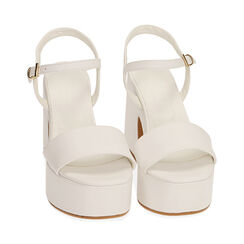 Sandali bianchi, tacco-zeppa 10,5 cm , Primadonna, 19N205311EPBIAN036, 002 preview