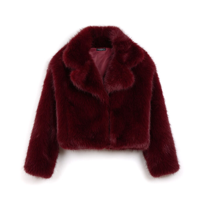Cappotto corto in pelo sintetico bordeaux, Primadonna, 261902423FUBORDM