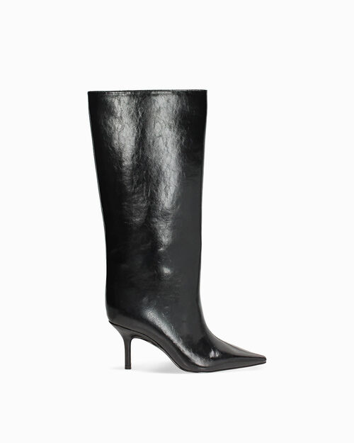 Bota negra brillante tac&oacute;n 7,5 cm