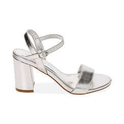 Sandali argento laminato, tacco 8 cm, ULTIME OCCASIONI, 214903601LMARGE037, 001 preview