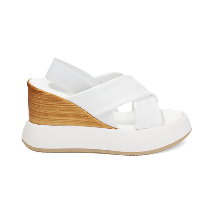 Compensees blanches en cuir pour femmes Primadonna Collection
