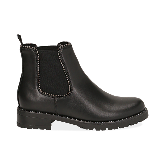 Chelsea boots neri in eco-pelle con micro boules, Scarpe, 140691301EPNERO036