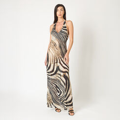 Vestido de mujer negro beige en tejido, Primadonna, 25C924305TSNEBEM, 002a