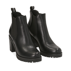 Chelsea boots neri in eco-pelle, tacco 8 cm , Scarpe, 140637851EPNERO036, 002a