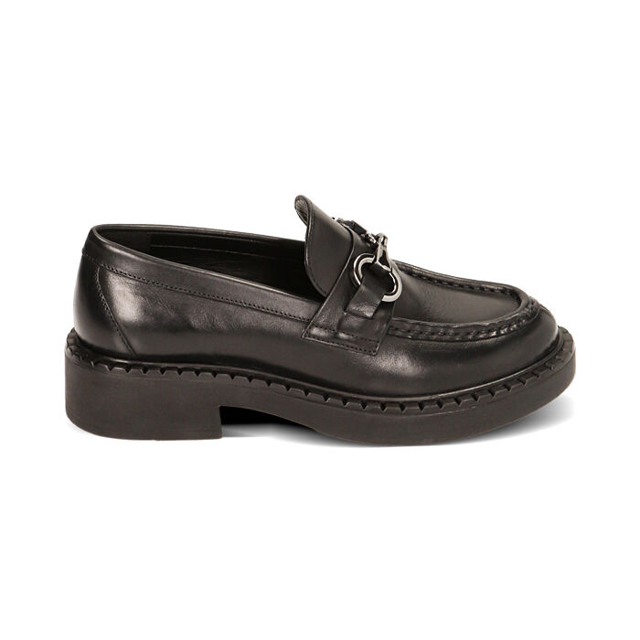 Mocassini donna platform in pelle nera Primadonna Collection