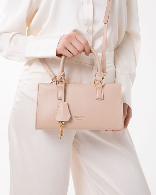 Mini bag beige con tracolla removibile, BEIGE