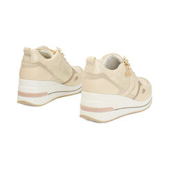 Sneakers beige con tacco 6,5 cm, Scarpe, 272850919EPBEIG035, 004 preview