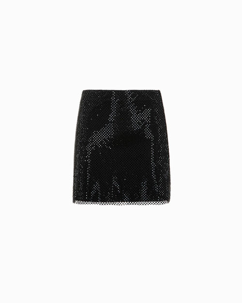 CLOTHING SKIRT FLOWER STONES NERO, BLACK