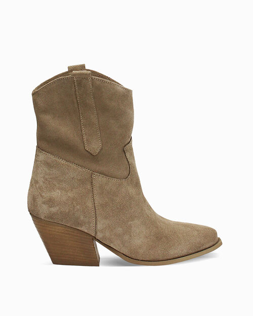 Tronchetti texani in camoscio beige, BEIGE