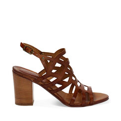 Sandalia con tacón mujer coñac en vaquetilla, Primadonna, 257239909VACOGN035, 001a