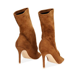 Tronchetti donna cognac in microfibra, tacco 9,5 cm, Primadonna, 254971901MFCOGN035, 004 preview