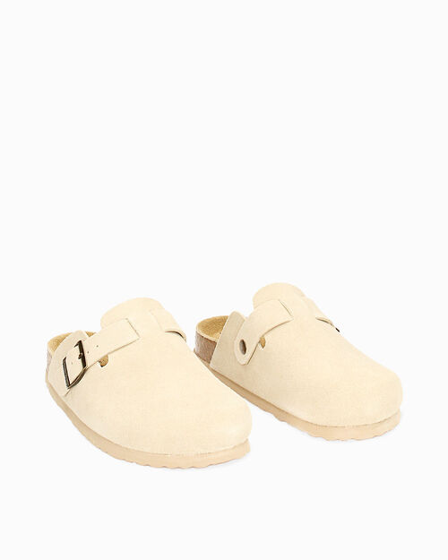 Sabot taupe in camoscio, 