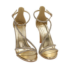 Sandali oro con strass, tacco 10 cm, Primadonna, 212174221LMOROG036, 002a