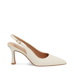 Décolleté slingback donna panna, tacco 8 cm, Primadonna, 254902503EPPANN036, 001a
