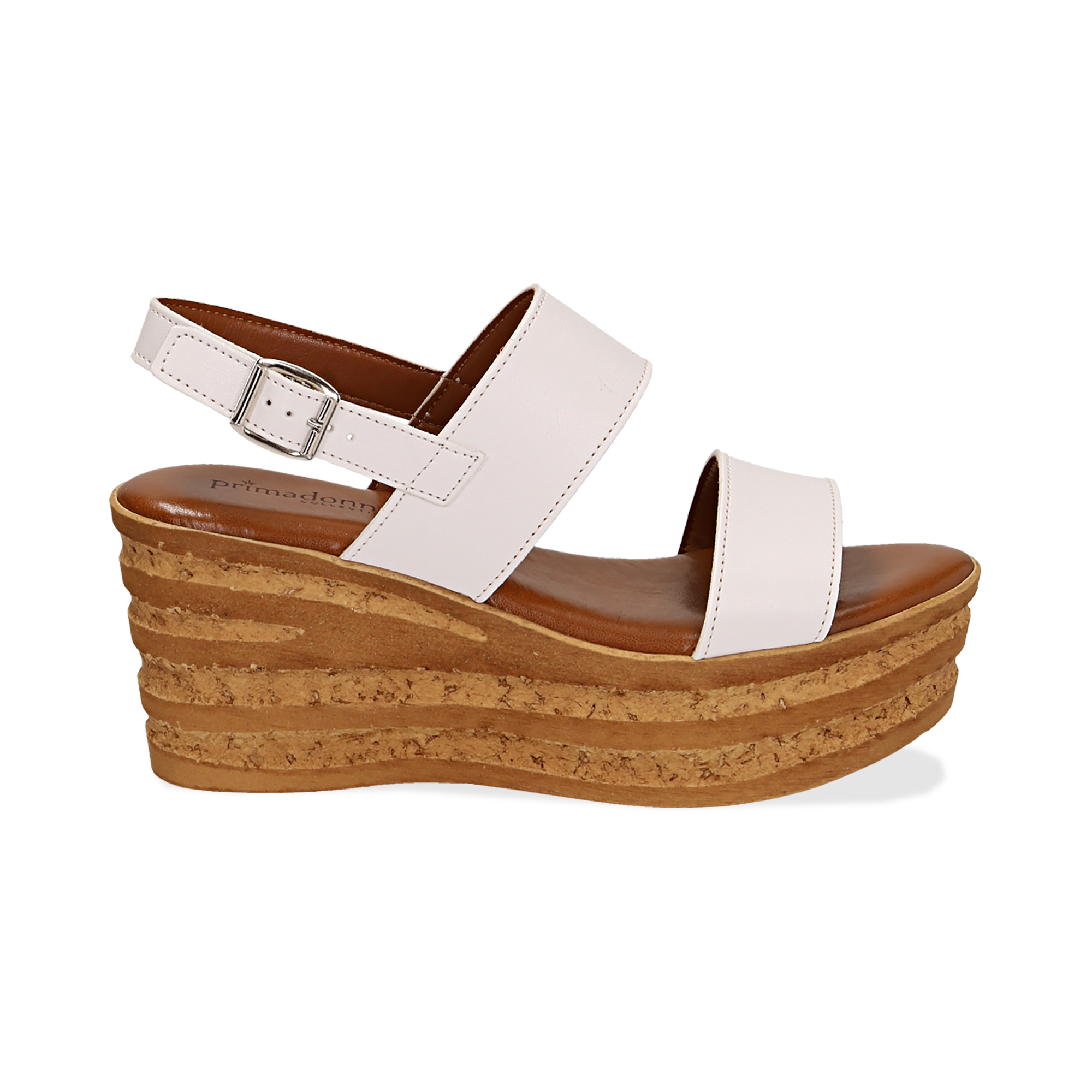 Sandali platform bianchi, zeppa 8 cm