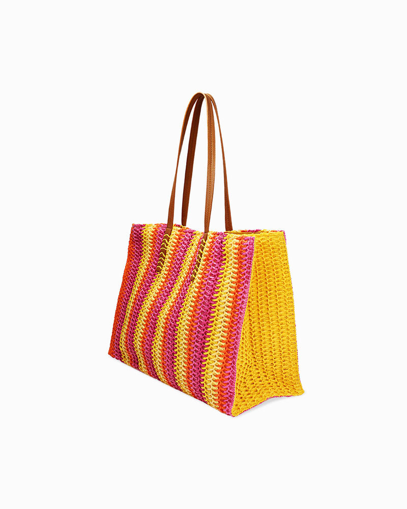 Borsa donna mare grande gialla in raffia image number null