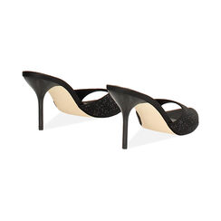 Mules open toe nere in raso con pietre, tacco 9 cm, Primadonna, 265815807RPNENE035, 004 preview