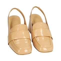 Mocassini slingback beige in naplack, tacco 6,5 cm, Primadonna, 214931403NPBEIG036, 002 preview