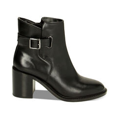 Stivaletti neri in pelle, tacco 6,5 cm, Primadonna, 229474043PENERO035, 001 preview