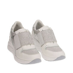 Slip-on bianco/argento, zeppa 5,5 cm , 192807206EPBIAR035, 002a