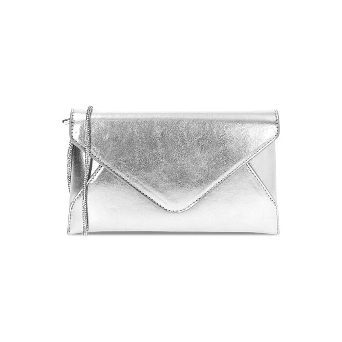 Bolso de mujer bandolera en color plata laminado con piedras, Primadonna, 255124695LPARGEUNI