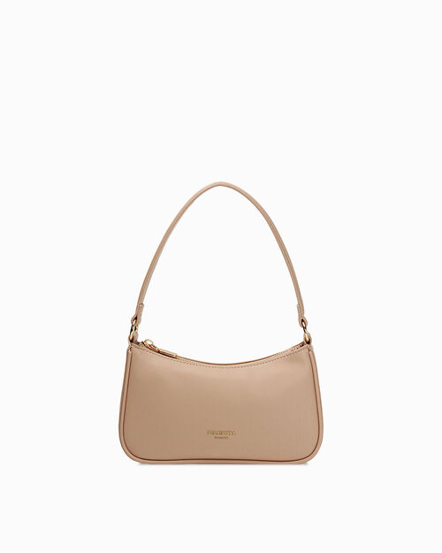 Mini bag beige con tracolla removibile, BEIGE