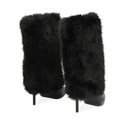 Bottines noires en fourrure synthétique avec talon de 10,7 cm, Primadonna, 262102088FUNERO035, 004 preview