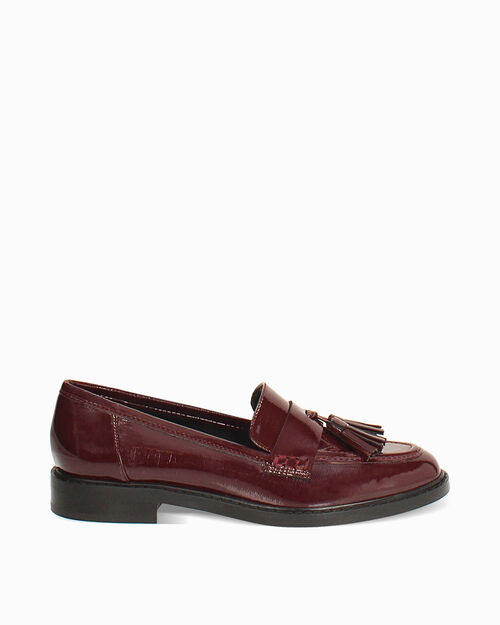WOMEN SHOES MOCASSINS NAPLACK BORD, BURGUNDY