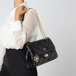 Borsa a tracolla nera con dettagli matelassè, Primadonna, 265700586EUNEROUNI, 002a