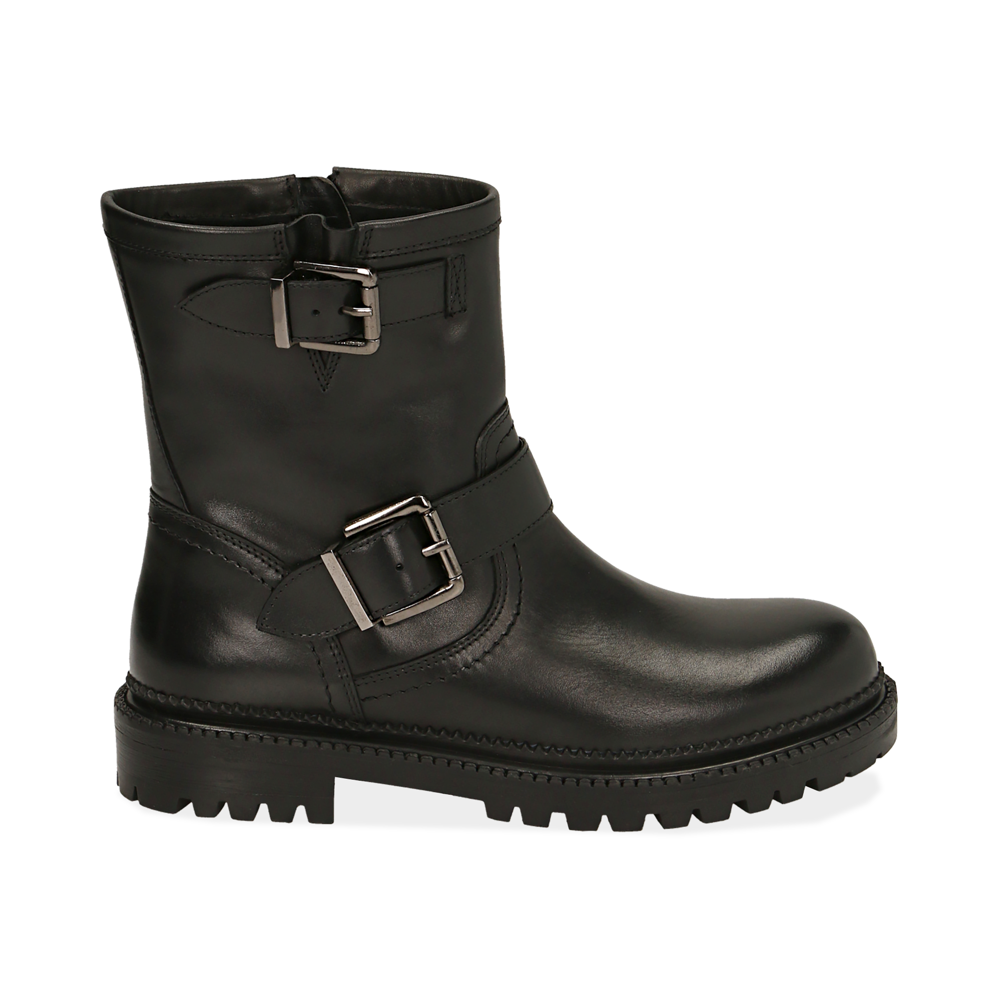 Botas biker de piel en color negro | Primadonna Collection