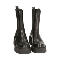 Botines Chelsea de piel negra, tacón de 5,5 cm, Primadonna, 20A512039PENERO038, 002 preview