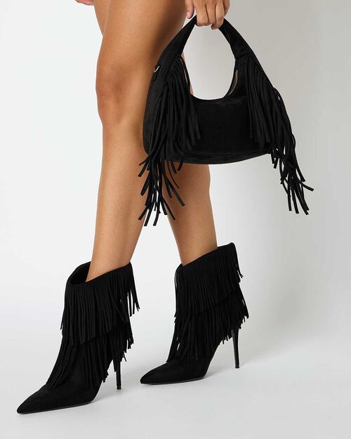 WOMEN SHOES DEMI-BOOT MICROFIBER NERO, BLACK