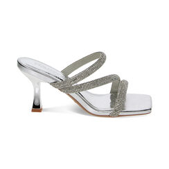 Mules open toe mujer plata en laminado con piedras, Primadonna, 254923451LPARGE035, 001 preview
