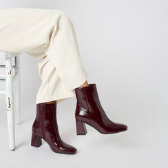 Tronchetti bordeaux in naplack con tacco 7,5 cm, Primadonna, 264943781NPBORD037, 002a