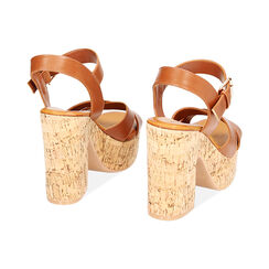 Sandali marroni in sughero, tacco 10,9 cm, Primadonna, 234934301EPMARR035, 003 preview