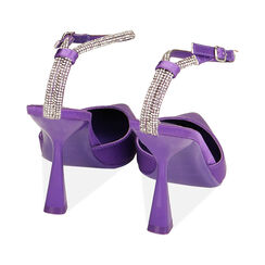 Décolleté slingback viola in raso, tacco 9,5 cm, Primadonna, 214912910RSVIOL036, 003 preview