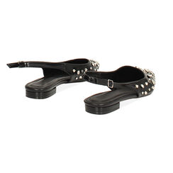 Ballerina slingback nera con borchie lucide, Primadonna, 264906053SBNERO041, 004 preview