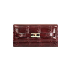Portefeuille bordeaux en matériau synthétique effet coco, Primadonna, 265705011CCBORDUNI, 001 preview