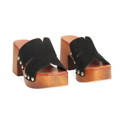 Zoccoli da donna in camoscio nero, Primadonna, 254990101CMNERO035, 002 preview