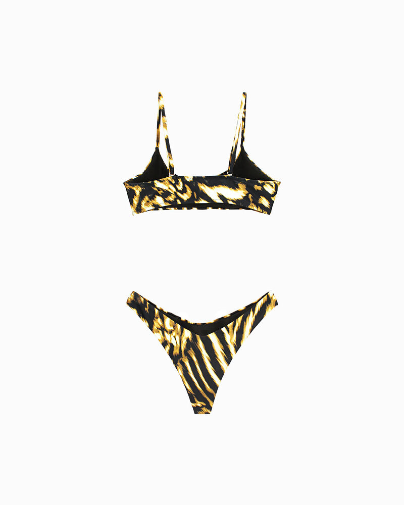 Bikini da donna animalier nero-oro image number null