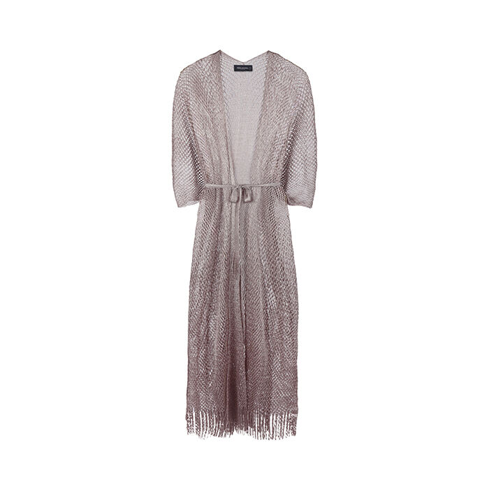 Poncho donna champagne in tessuto con cintura, Primadonna, 25B450102TSCHAMUNI