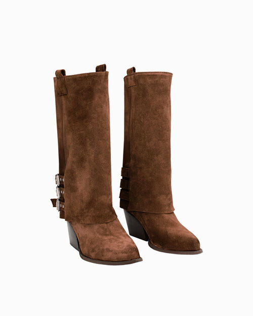 WOMEN SHOES DEMI-BOOT SUEDE MORO, DK BROWN